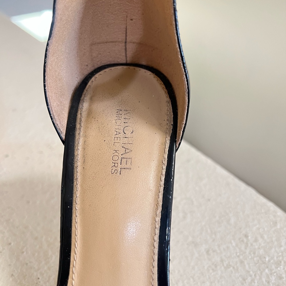 MICHAEL KORS black patent leather Lena Ankle Strap Heel Sandals shoes size 8 M - Picture 6 of 10